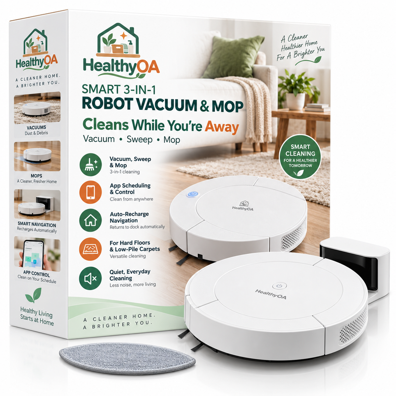 HealthyOA Home Smart 3-in-1 Robot Vacuum & Mop