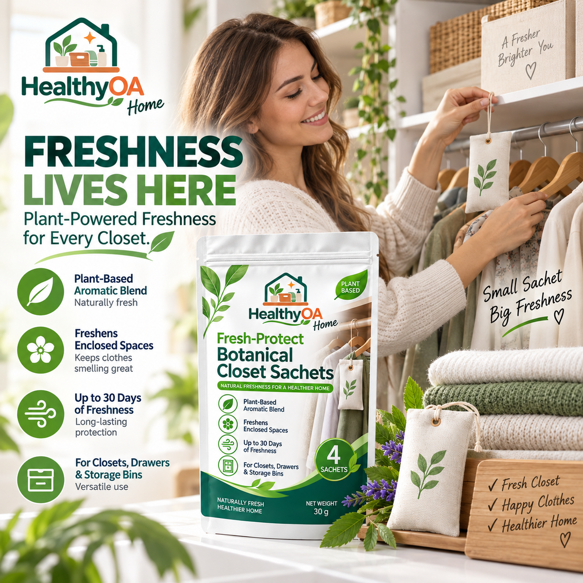 HealthyOA Home Fresh-Protect Botanical Closet Sachets