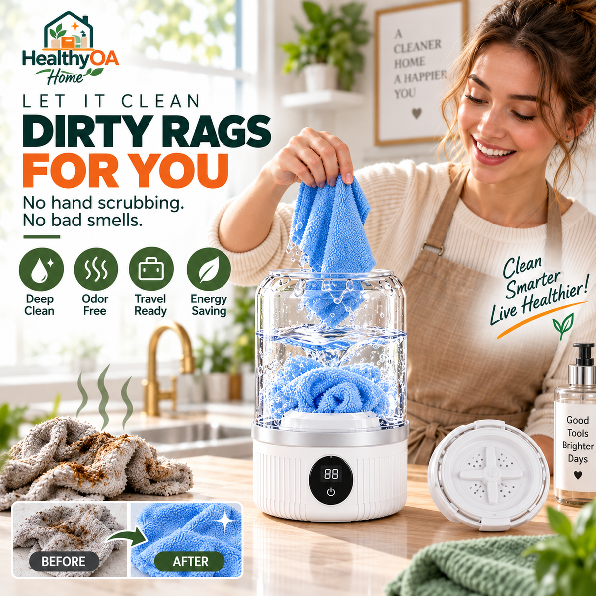 HealthyOA Home Portable Turbo Rag Washer