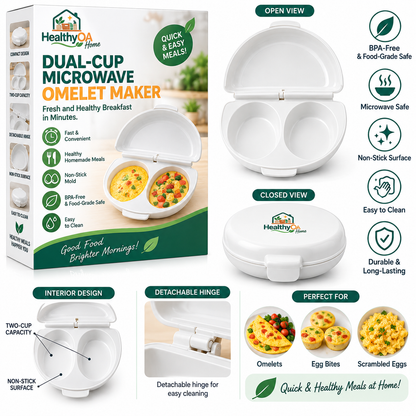 HealthyOA Home Dual-Cup Microwave Omelet Maker