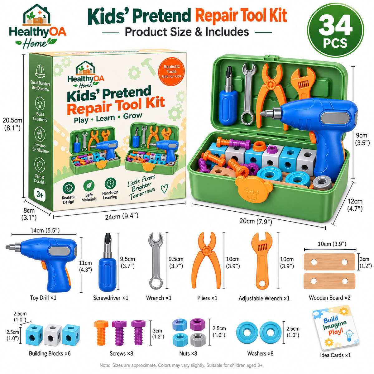 HealthyOA Home Kids' Pretend Repair Tool Kit