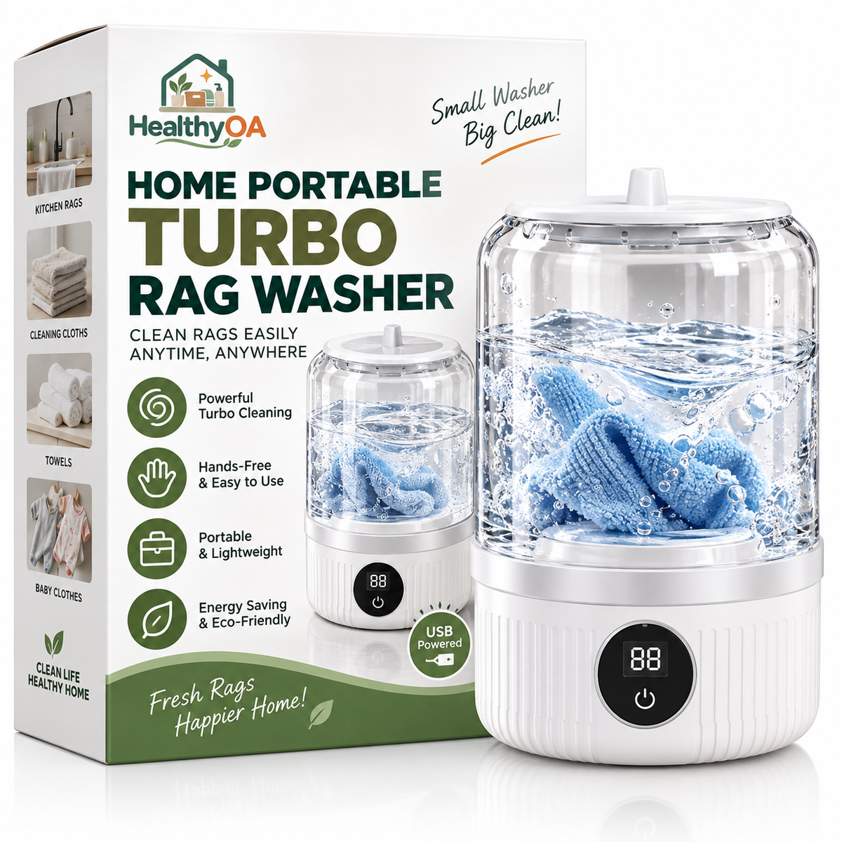 HealthyOA Home Portable Turbo Rag Washer