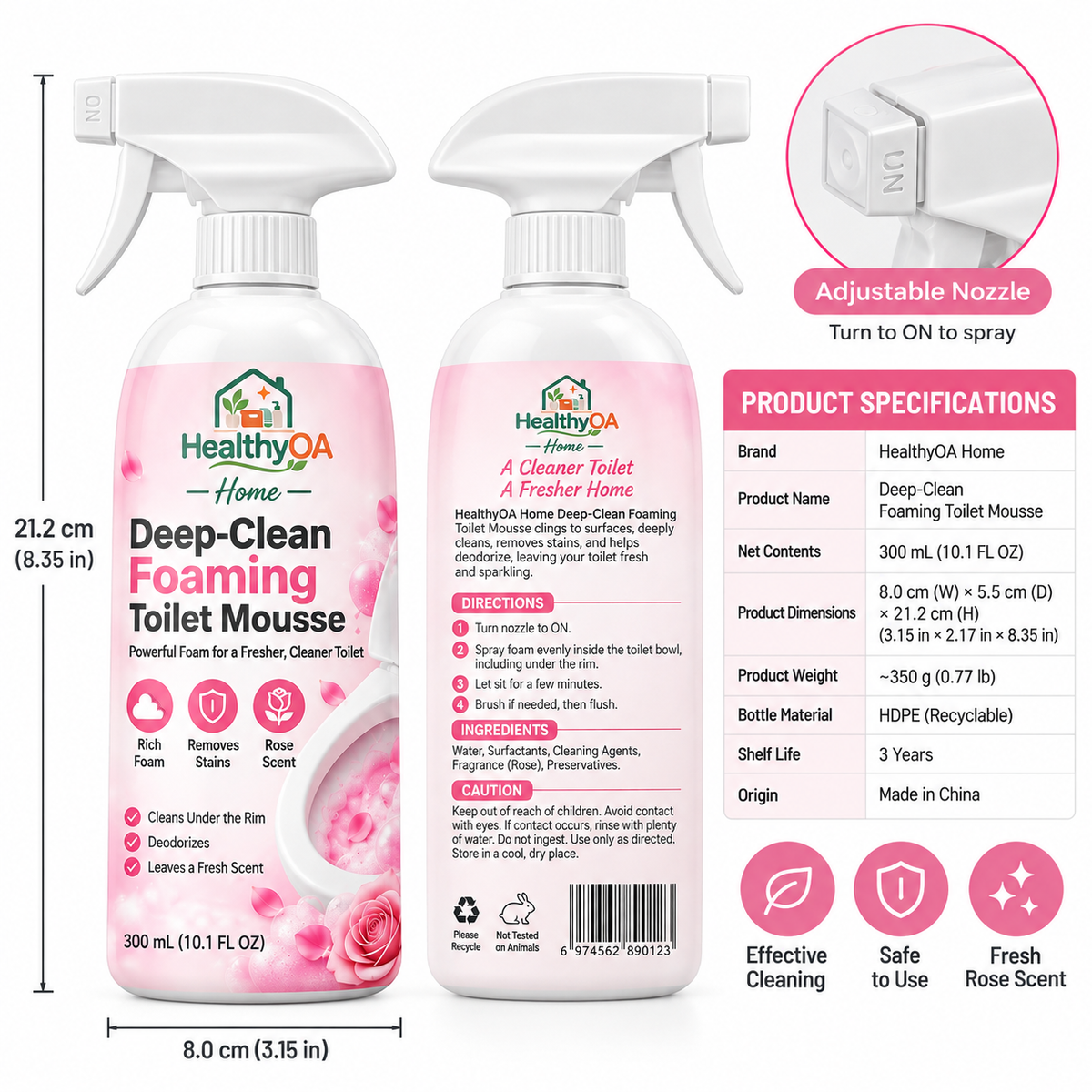 HealthyOA Home Deep-Clean Foaming Toilet Mousse