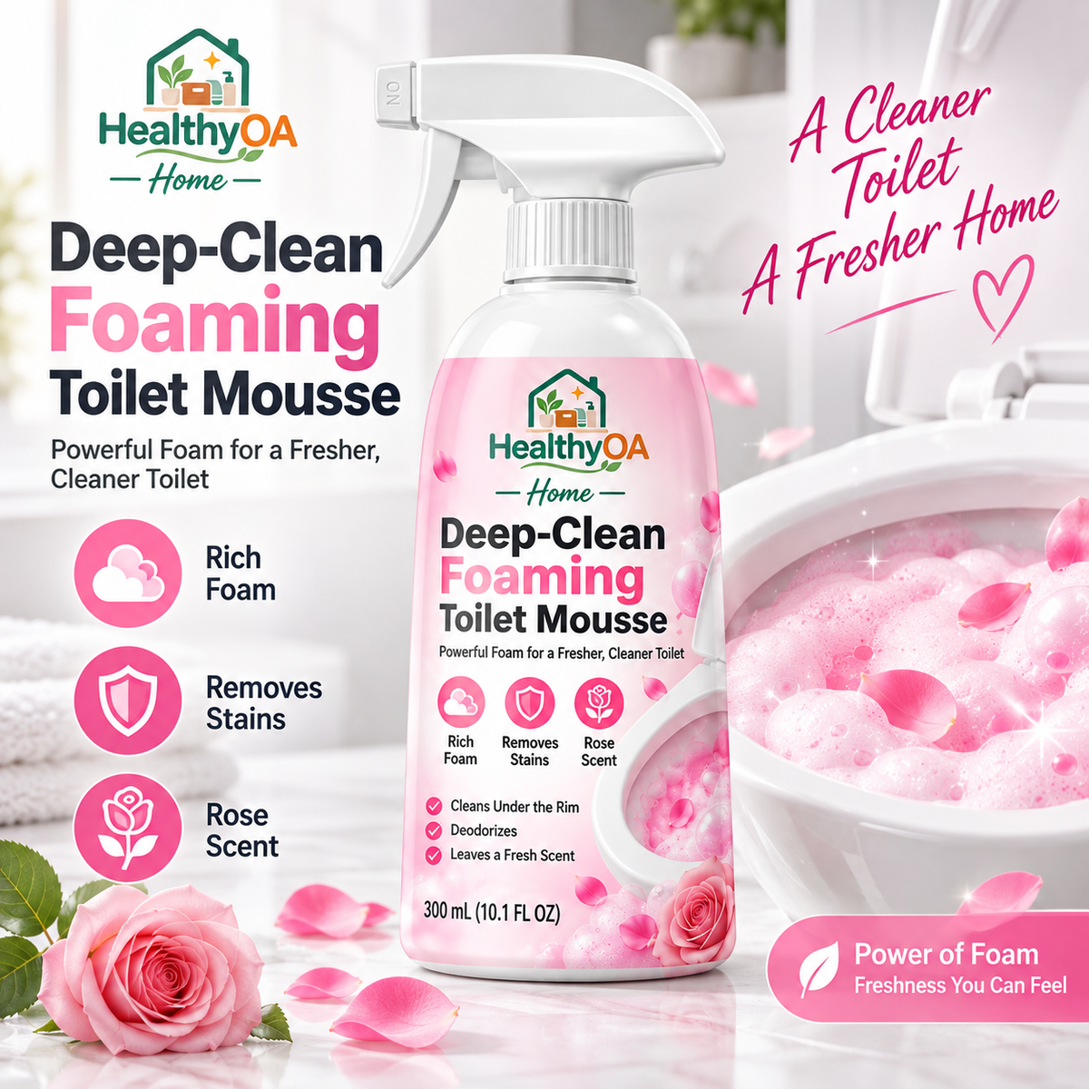 HealthyOA Home Deep-Clean Foaming Toilet Mousse