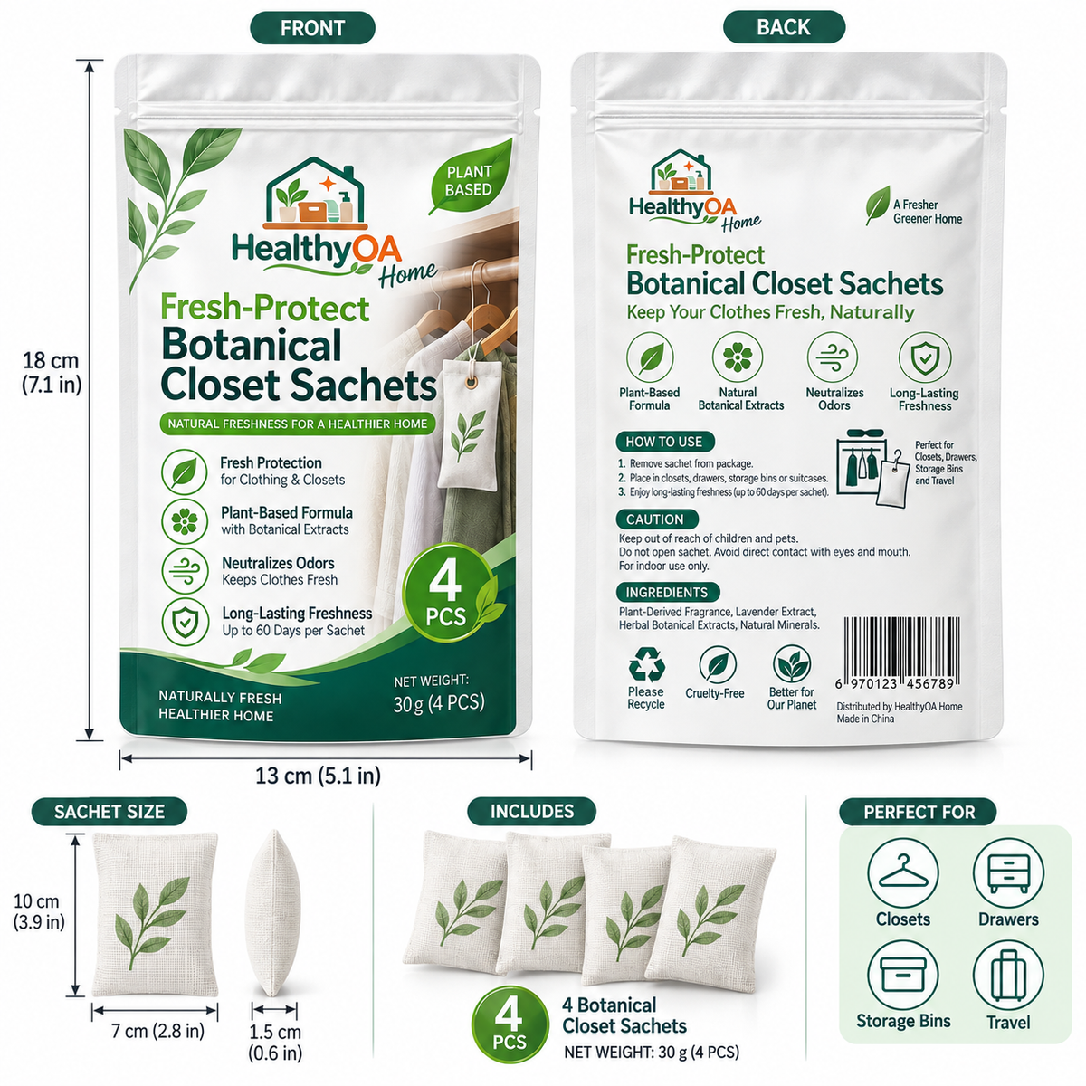 HealthyOA Home Fresh-Protect Botanical Closet Sachets