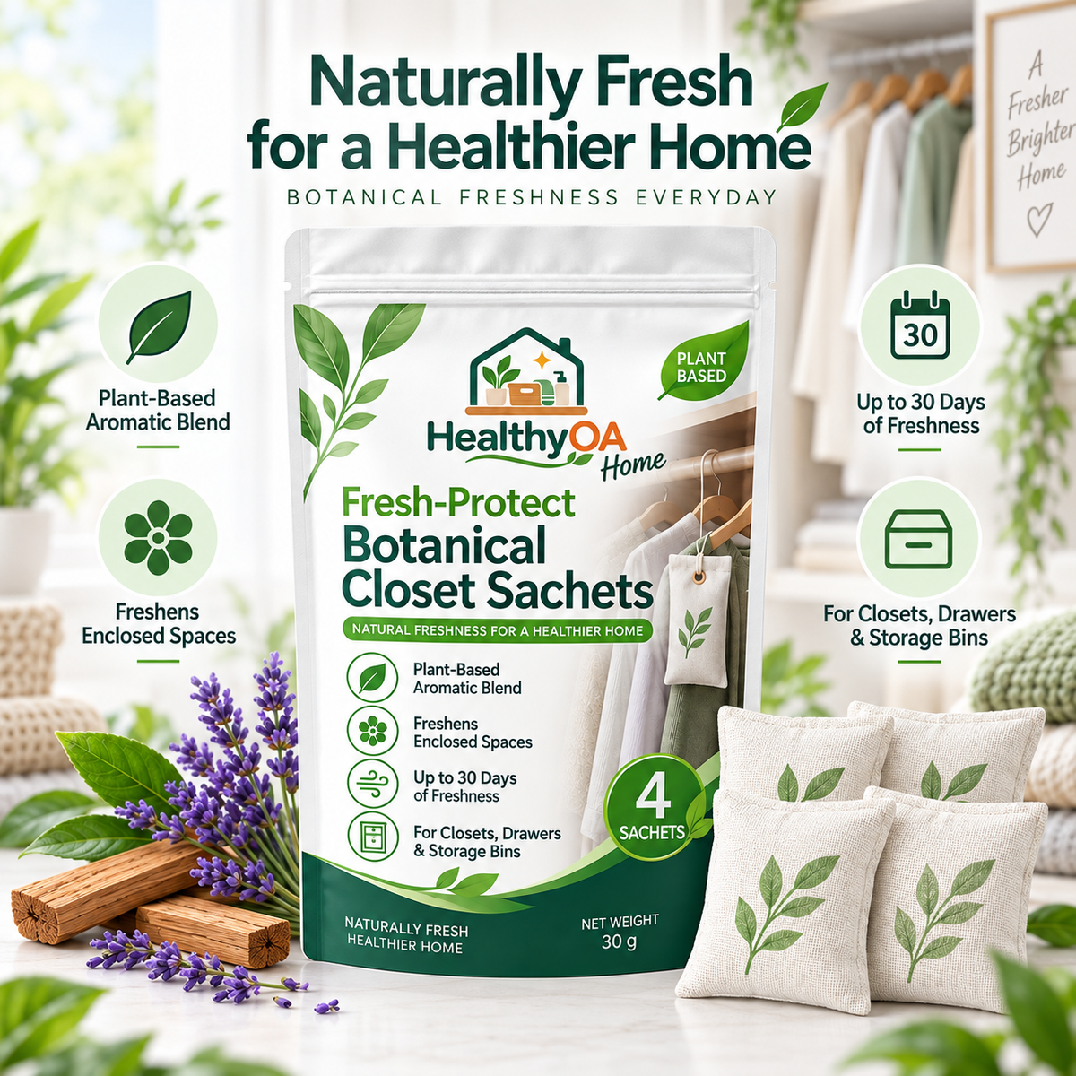 HealthyOA Home Fresh-Protect Botanical Closet Sachets