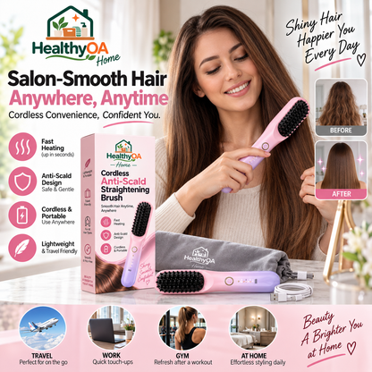 HealthyOA Home Cordless Anti-Scald Straightening Brush