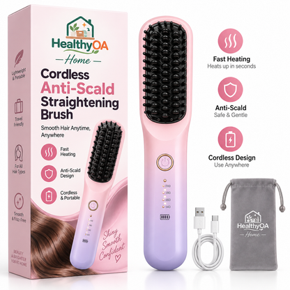 HealthyOA Home Cordless Anti-Scald Straightening Brush