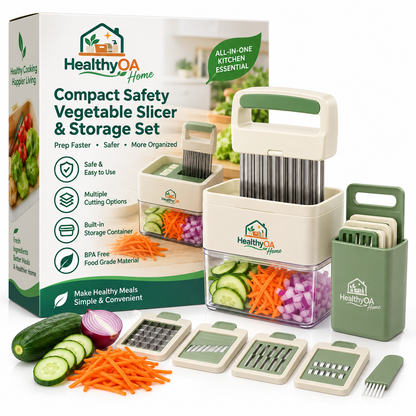 HealthyOA Home Compact Safety Vegetable Slicer & Storage Set