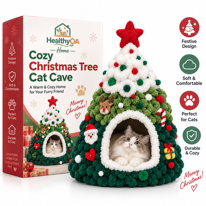 HealthyOA Home Cozy Christmas Tree Cat Cave